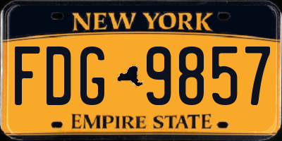 NY license plate FDG9857