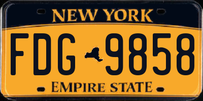 NY license plate FDG9858