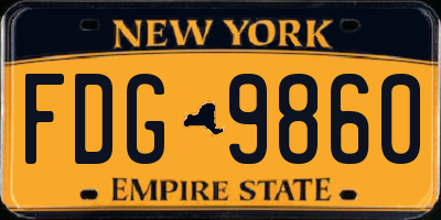 NY license plate FDG9860