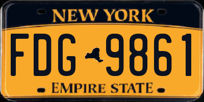 NY license plate FDG9861
