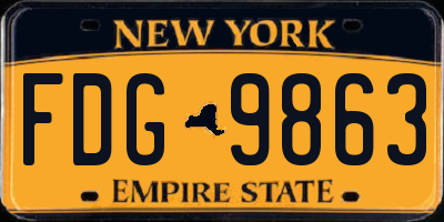 NY license plate FDG9863