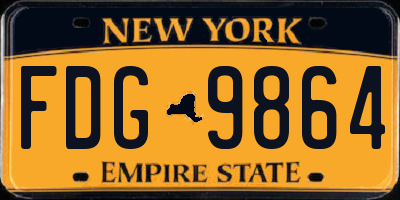 NY license plate FDG9864