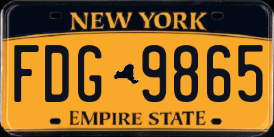 NY license plate FDG9865