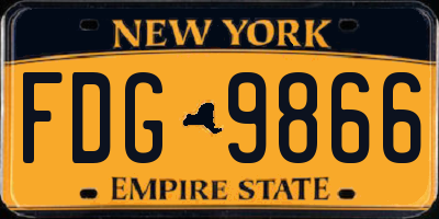 NY license plate FDG9866