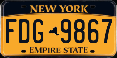 NY license plate FDG9867