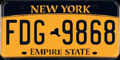 NY license plate FDG9868