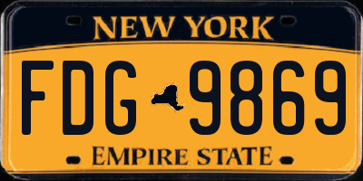 NY license plate FDG9869