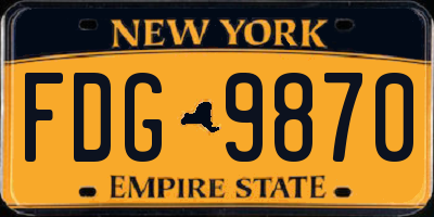 NY license plate FDG9870