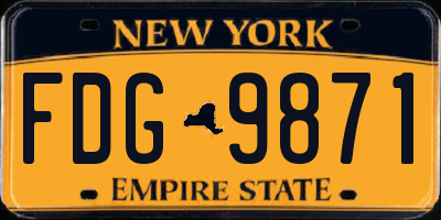 NY license plate FDG9871
