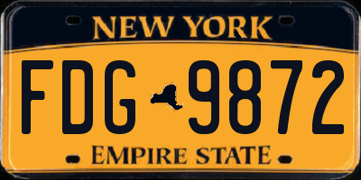 NY license plate FDG9872