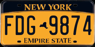 NY license plate FDG9874