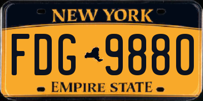 NY license plate FDG9880