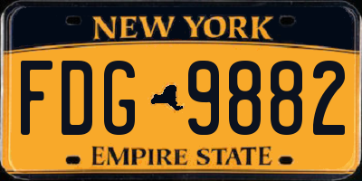 NY license plate FDG9882