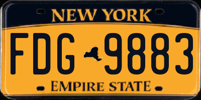 NY license plate FDG9883