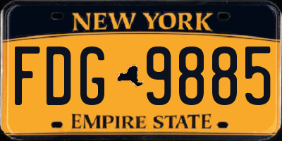 NY license plate FDG9885