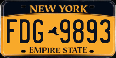 NY license plate FDG9893