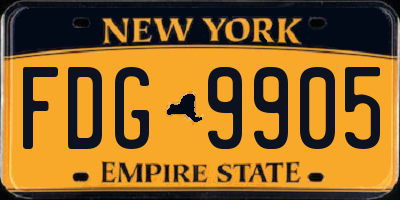 NY license plate FDG9905