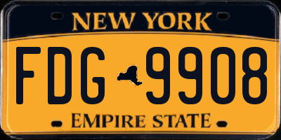 NY license plate FDG9908