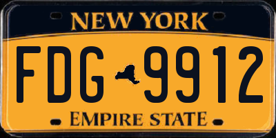 NY license plate FDG9912