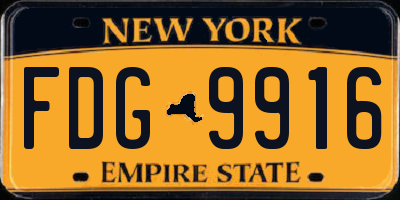 NY license plate FDG9916