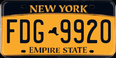 NY license plate FDG9920