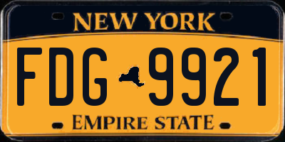 NY license plate FDG9921
