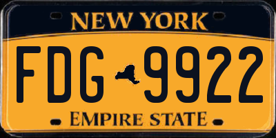 NY license plate FDG9922