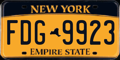 NY license plate FDG9923