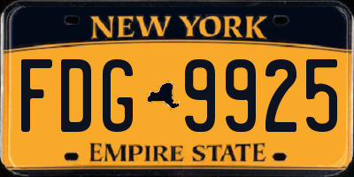 NY license plate FDG9925
