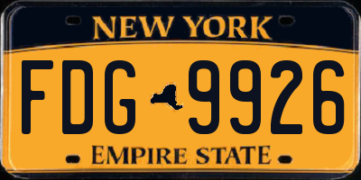 NY license plate FDG9926