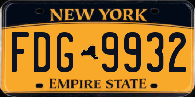 NY license plate FDG9932
