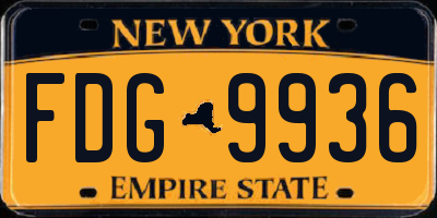 NY license plate FDG9936