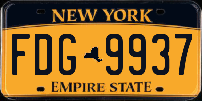 NY license plate FDG9937
