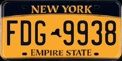 NY license plate FDG9938