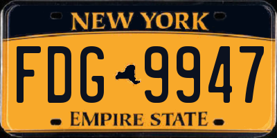 NY license plate FDG9947