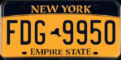 NY license plate FDG9950