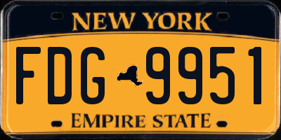 NY license plate FDG9951