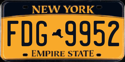 NY license plate FDG9952