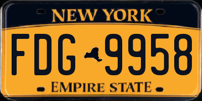NY license plate FDG9958