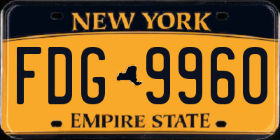 NY license plate FDG9960
