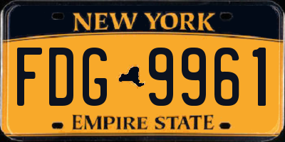 NY license plate FDG9961