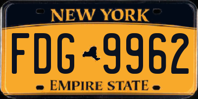 NY license plate FDG9962