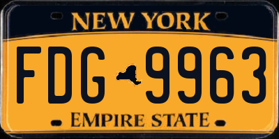 NY license plate FDG9963