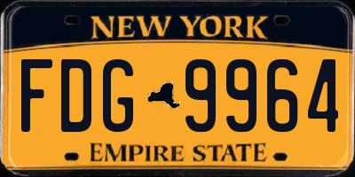 NY license plate FDG9964