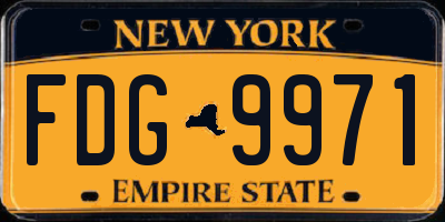 NY license plate FDG9971