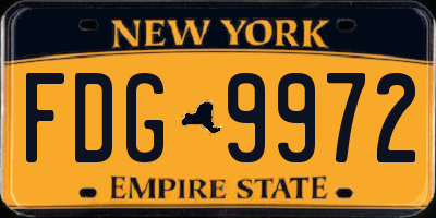 NY license plate FDG9972