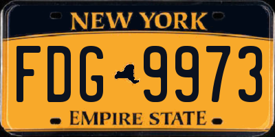 NY license plate FDG9973