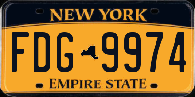 NY license plate FDG9974