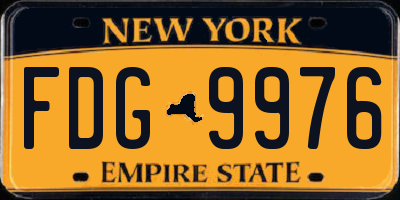 NY license plate FDG9976