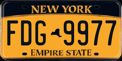 NY license plate FDG9977
